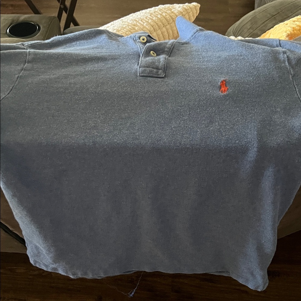 Ralph Lauren Blue Polo with Red Pony Embroidery